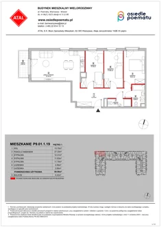 Mieszkanie, 84,56 m², 4 pokoje, piętro 1, oferta nr P9.01.1.19