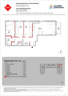 Mieszkanie, 87,48 m², 4 pokoje, piętro 1, oferta nr P9.04.1.99