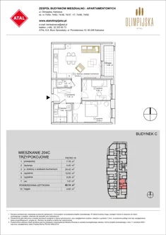 Mieszkanie, 60,14 m², 3 pokoje, piętro 18, oferta nr C-18-204C