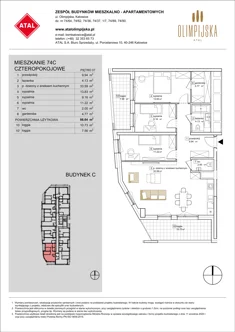 Mieszkanie, 88,64 m², 4 pokoje, piętro 7, oferta nr C-07-74C