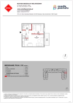 Mieszkanie, 37,42 m², 2 pokoje, piętro 1, oferta nr P9.04.1.101