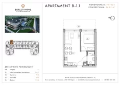 Apartament inwestycyjny, 34,89 m², 2 pokoje, piętro 1, oferta nr B-1.1