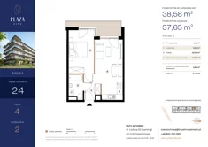 Mieszkanie, 38,58 m², 2 pokoje, piętro 4, oferta nr B4M24