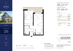 Mieszkanie, 38,12 m², 2 pokoje, piętro 4, oferta nr B4M25