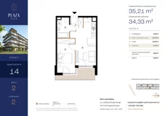 Mieszkanie, 35,21 m², 2 pokoje, piętro 2, oferta nr B5M14
