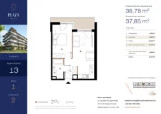Mieszkanie, 38,78 m², 2 pokoje, piętro 1, oferta nr B6M13