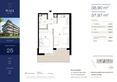 Mieszkanie, 38,90 m², 2 pokoje, piętro 2, oferta nr B6M25