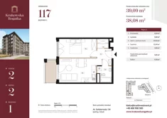 Mieszkanie, 39,09 m², 2 pokoje, piętro 2, oferta nr Budynek 1 Mieszkanie 117