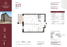 Mieszkanie, 38,89 m², 2 pokoje, piętro 4, oferta nr Budynek 1 Mieszkanie 137