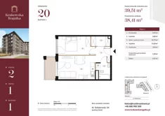 Mieszkanie, 39,51 m², 2 pokoje, piętro 1, oferta nr Budynek 1 Mieszkanie 20