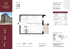 Mieszkanie, 39,52 m², 2 pokoje, piętro 2, oferta nr Budynek 1 Mieszkanie 31