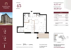 Mieszkanie, 41,57 m², 2 pokoje, piętro 2, oferta nr Budynek 1 Mieszkanie 45