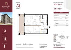 Mieszkanie, 39,53 m², 2 pokoje, piętro 3, oferta nr Budynek 1 Mieszkanie 51