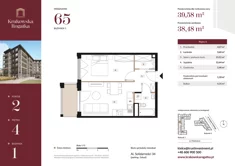 Mieszkanie, 39,53 m², 2 pokoje, piętro 4, oferta nr Budynek 1 Mieszkanie 65