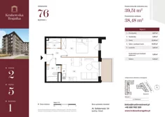 Mieszkanie, 39,51 m², 2 pokoje, piętro 5, oferta nr Budynek 1 Mieszkanie 76