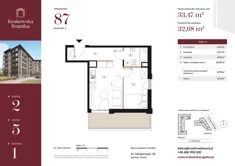 Mieszkanie, 33,47 m², 2 pokoje, piętro 5, oferta nr Budynek 1 Mieszkanie 87