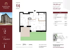 Mieszkanie, 38,69 m², 2 pokoje, parter, oferta nr Budynek 1 Mieszkanie 91