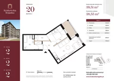 Mieszkanie, 39,51 m², 2 pokoje, piętro 2, oferta nr Budynek 2 Mieszkanie 20