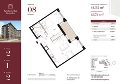 Mieszkanie, 44,52 m², 2 pokoje, piętro 1, oferta nr Budynek 2 Mieszkanie 8