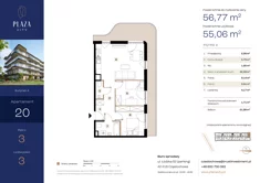 Mieszkanie, 56,77 m², 3 pokoje, piętro 3, oferta nr B4M20