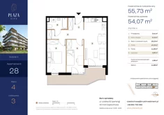 Mieszkanie, 55,73 m², 3 pokoje, piętro 4, oferta nr B4M28