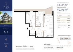Mieszkanie, 51,22 m², 3 pokoje, piętro 4, oferta nr B5M21