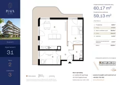 Mieszkanie, 60,17 m², 3 pokoje, piętro 2, oferta nr B6M31