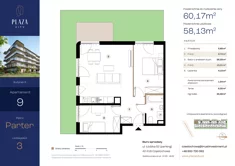 Mieszkanie, 60,17 m², 3 pokoje, parter, oferta nr B6M9