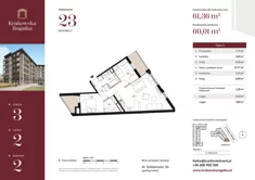 Mieszkanie, 61,36 m², 3 pokoje, piętro 2, oferta nr Budynek 2 Mieszkanie 23