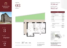 Mieszkanie, 57,86 m², 3 pokoje, parter, oferta nr Budynek 2 Mieszkanie 3