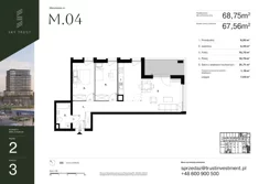 Mieszkanie, 68,75 m², 3 pokoje, piętro 2, oferta nr 1/4