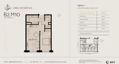 Mieszkanie, 46,97 m², 2 pokoje, piętro 1, oferta nr B2.M10