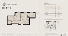 Mieszkanie, 52,64 m², 2 pokoje, piętro 1, oferta nr B2.M12