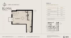 Mieszkanie, 46,82 m², 1 pokój, piętro 2, oferta nr B2.M15