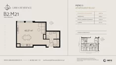 Mieszkanie, 43,27 m², 1 pokój, piętro 3, oferta nr B2.M21