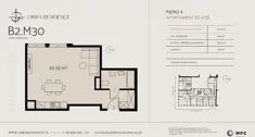 Mieszkanie, 43,52 m², 1 pokój, piętro 4, oferta nr B2.M30