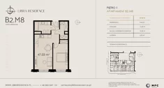 Mieszkanie, 47,03 m², 2 pokoje, piętro 1, oferta nr B2.M8
