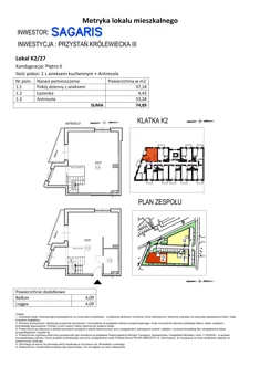 Apartament, 74,89 m², 1 pokój, piętro 2, oferta nr K2/27