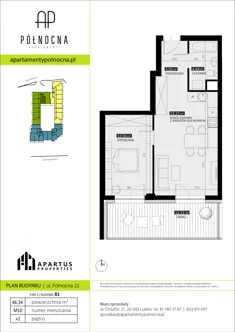 Mieszkanie, 46,34 m², 2 pokoje, piętro 2, oferta nr B1/10