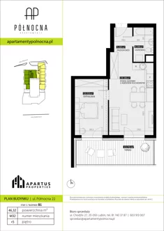 Mieszkanie, 46,32 m², 2 pokoje, piętro 5, oferta nr B1/32