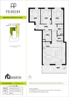 Mieszkanie, 104,03 m², 4 pokoje, piętro 5, oferta nr B1/33