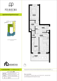 Mieszkanie, 60,78 m², 3 pokoje, piętro 2, oferta nr B2/19
