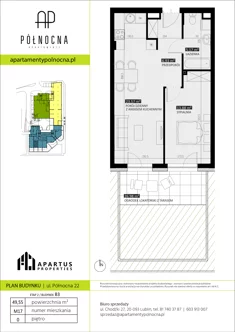 Mieszkanie, 49,55 m², 2 pokoje, parter, oferta nr B3/17