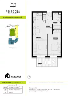 Mieszkanie, 49,50 m², 2 pokoje, piętro 1, oferta nr B3/25