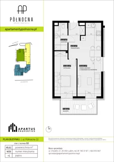 Mieszkanie, 49,61 m², 2 pokoje, piętro 1, oferta nr B3/26