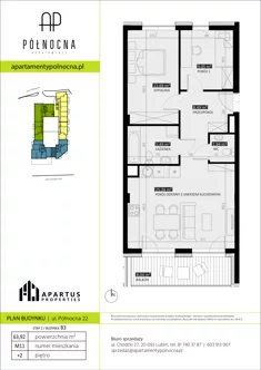 Mieszkanie, 63,92 m², 3 pokoje, piętro 2, oferta nr B3/11
