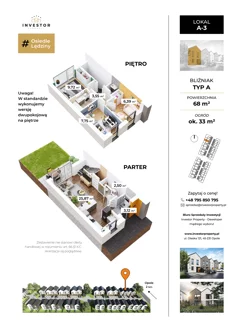 Mieszkanie, 68,00 m², 3 pokoje, parter, oferta nr A-3