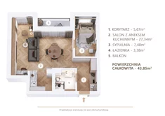 Mieszkanie na sprzedaż, 43,00 m², 2 pokoje, piętro 2, oferta nr 827776