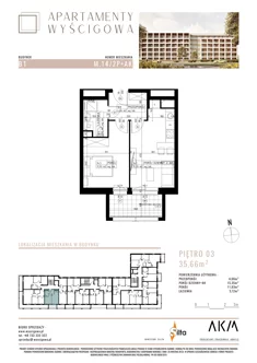 Mieszkanie, 35,66 m², 2 pokoje, piętro 3, oferta nr B1.M14