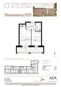 Mieszkanie, 36,72 m², 2 pokoje, piętro 1, oferta nr B1.M29